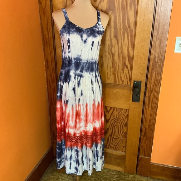 American Woman hippie chic tie dye maxi dress - Picture 4 of 10